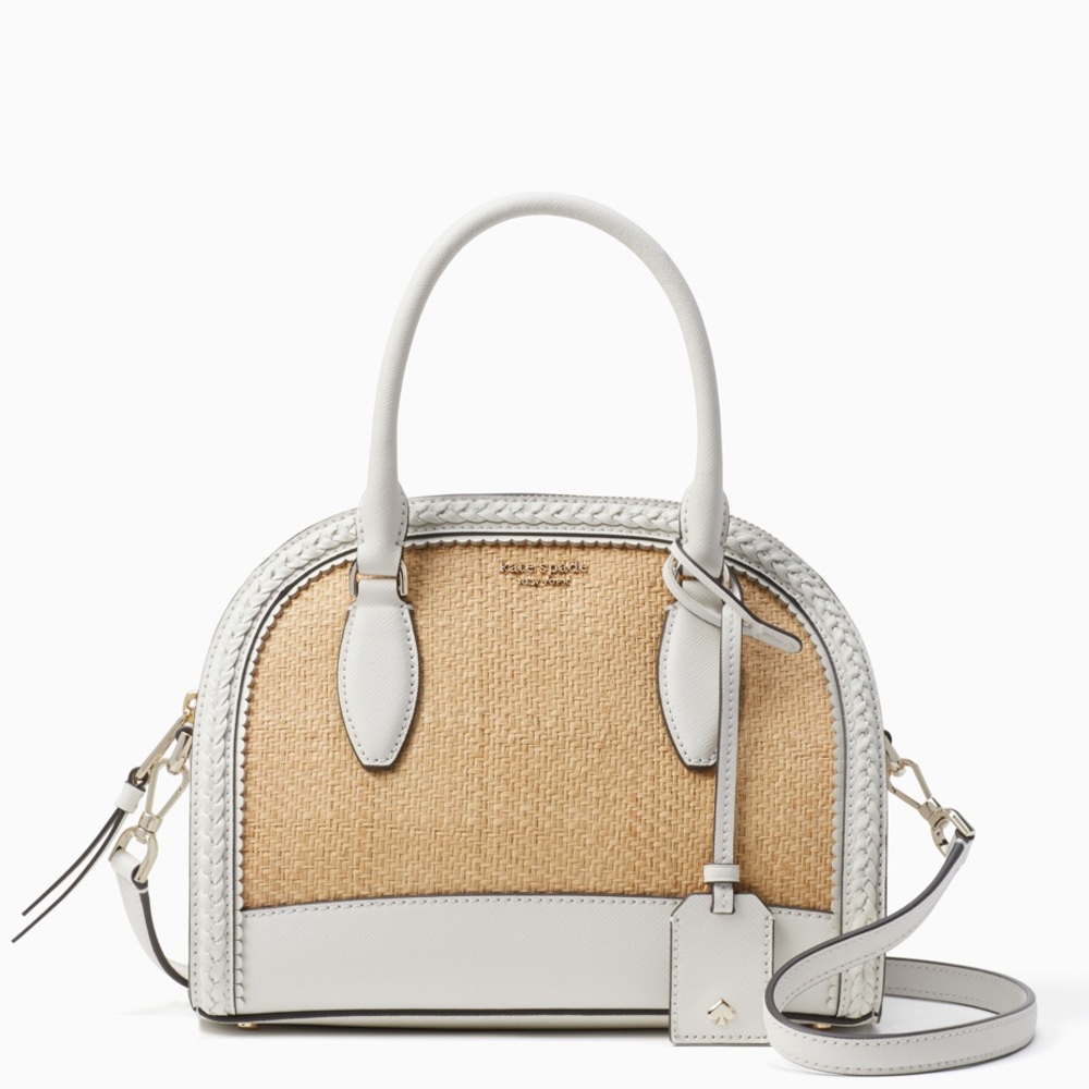 kate spade medium straw leather satchel *NWT*